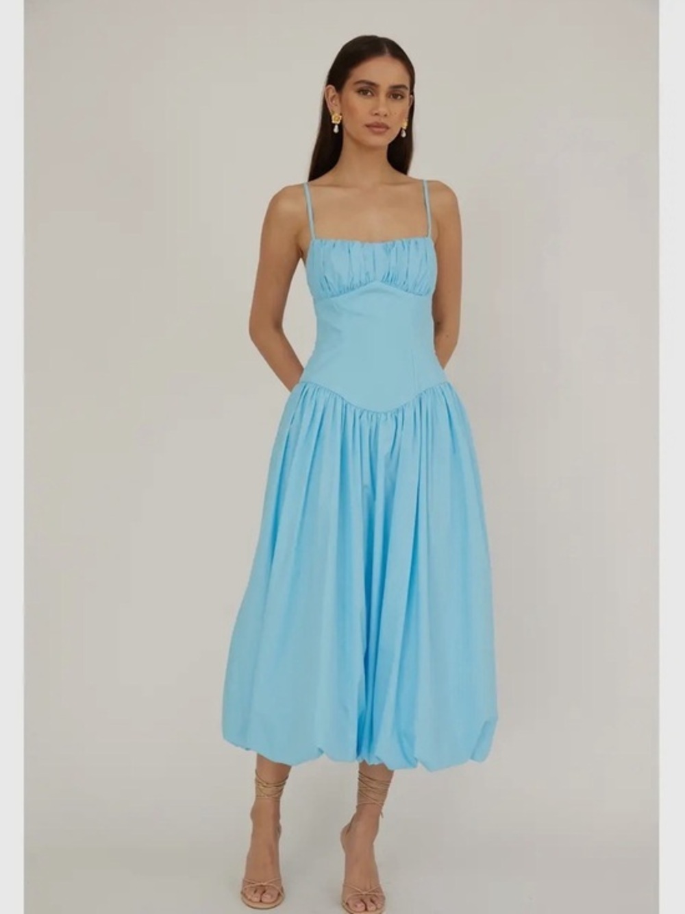 Women’s sky Blue bubble hem Midi Dress